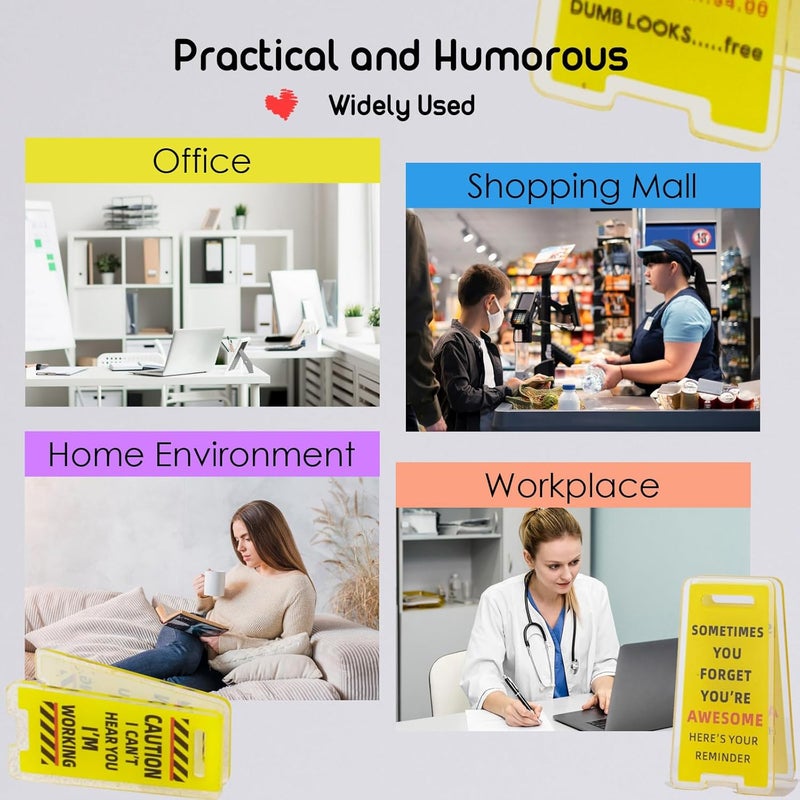 Joyline Funny Sticky Note Holder - 6 Pack Note Holder Clips, Overstimulated Desk Sign for Office, Hilarious Desk Signs for Coworkers, Perfect Funny Office Gifts (Yellow) - Image 5